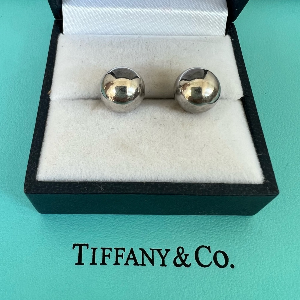 🔴🆑Authentic TIFFANY & CO Sterling Silver Hardware Bead Ball Stud Earrings 🆑🔴